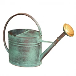 Guillouard Arrosoir Ovale Pomme Grille Laiton 4L Acier Galvanisé Chaud Vert Vieilli