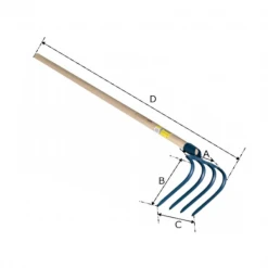 Outillage De Jardinier Crocs à Bêcher PERRIN 4 Dents 21 Cm Avec Manche En Bois 1.35 M -Espace vert et piscine Soldes Boutique crocs a becher perrin detail