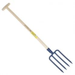Outillage De Jardinier Fourche à Bêcher à Douille - 4 Dents Triangulaires 29 Cm - Perrin - Emmanché Béquille 80 Cm