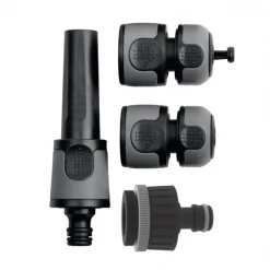 Fitt Lance Et Pistolet D'arrosage Ensemble 4 Pièces Arrosage Lance Raccords 19mm Plastique Bi-matière Noir